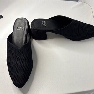 Eileen Fisher Black Mesh Mules